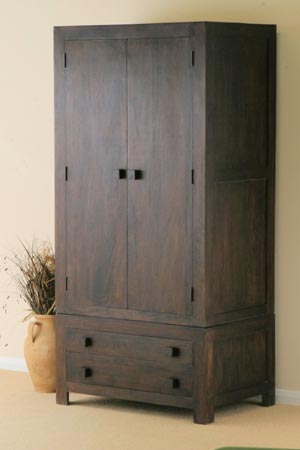 Indian Wooden Two Drawer Wardrobe Manufacturer, Exporter And Wholesaler