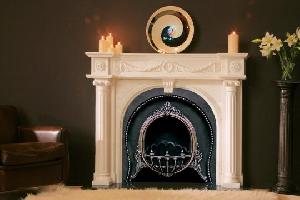 White Marble Fireplace With Hearth