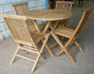 Java Round Folding Set Made From Teak For Outdoor And Indoor Furniture