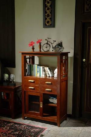 Bookcase Small From Mahogany Wood With 4 Drawers