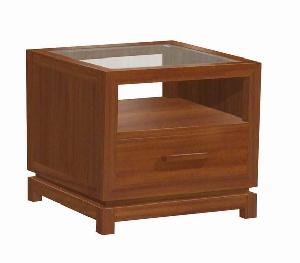 Minimalist Small Coffee Table With Glass, For Home, Hotel And Restaurant, Indoor Furniture, Mahogany