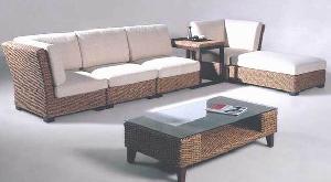 Banana Leaf Furniture Sofa Set With Lounger Hotel, Home And Apartment Rattan Java Indonesia