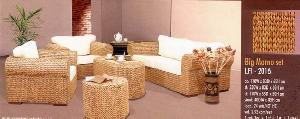 Sofa Set Made From Flat Water Hyacinth Coffe Table Arm Chair Java Indonesia