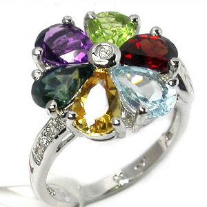 Sell Sterling Silver Mix Gem Ring Item #j0507261c