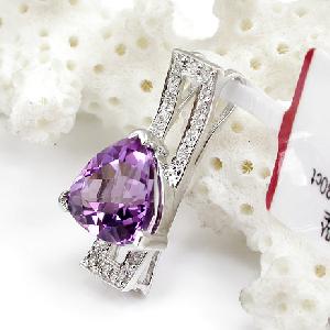 Factory For Sterling Silver Natural Amethyst Pendant, Brass Cz Jewelry, Fashion Jewelry