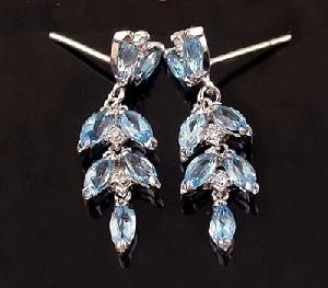 Sell Sterling Silver Natural Blue Topaz Drop Earring