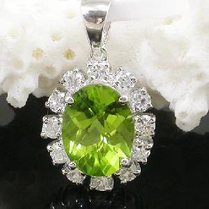 Sell Sterling Silver Natural Olivine Pendant , Item #8782r