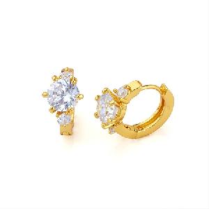 Manufactory For 18k Gold Plating Brass Cubic Zirconia Hoop Earring, Fashion Jewelry, Cz Pendant
