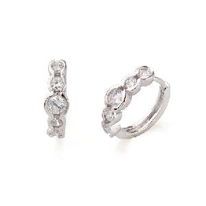 Sell Rhodium Plated Brass Cubic Zirconia Hoop Earring, Rhinestone Ring, Pendant, Earring, Necklace