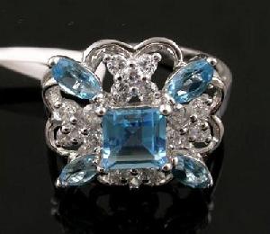 Sell Sterling Silver Natural Blue Topaz Ring, Amethyst Earring, Garnet / Olivine / Sapphire Ring, Ea