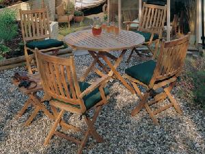 Round Coffee Table Set With Savana Folding Chair Teak Outdoor Furniture
