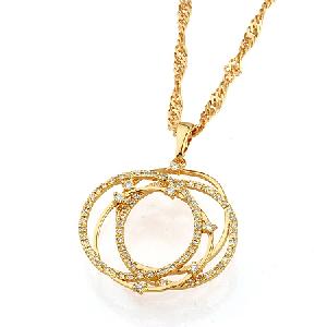 Sell 18k Gold Plating Brass Cubic Zirconia Pendant, Semi-precious Stone Ring, Costume Jewelry