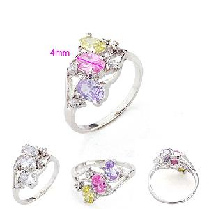 Sell Rhodium Plated Brass Cubic Zirconia Ring, Fashion Silver Jewelry, Costume Pendant, Cz Earring