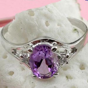Sell Sterling Silver Natural Amethyst Ring, Pendant, Gemstone Silver Jewlery, Fashion Cz Jewelry