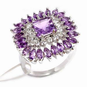 Sell Sterling Silver Natural Amethyst Ring, Silver Jewlery, Earring, Gemstone Jewelry, Fashion Cz Ri