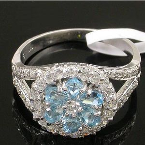 Sell Sterling Silver Natural Blue Topaz Ring, Chalcedony Earring, Garnet Bracelet, Olivine Pendant