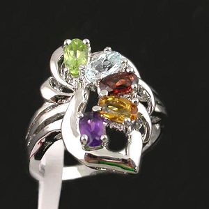 Sell Sterling Silver Natural Mix Gem Ring, Various Gemstone And Samples Are Available