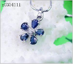 Sell Sterling Silver Natural Sapphire Pendant, Olivine Ring, Fashion Jewelry, Amethyst Earring