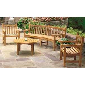 At Set-015. Corner Garden Set Arm Chair, Coffee Table, Benches Teak Outdoor Furniture