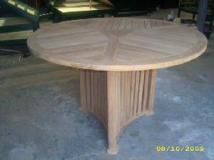 Outdoor Round Dining Table 120 X 120 Cm With Knock Down Legs Teak Garden Furniture