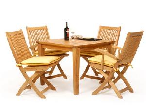 Solo Java Garden Folding Set With Square Small Table Teak Outdoor Furniture