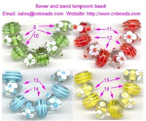 Flower And Band Lampwork Glass Beads