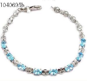 Sell Sterling Silver Natural Blue Topaz Bracelet, Olivine Ring, Prehnite Pendant, Garnet Bracelet