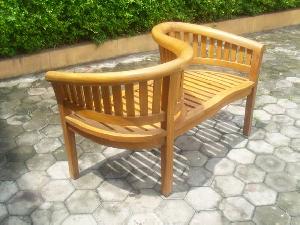 Atb-044 New Banana Peanut Bench In Curve Back Two Seater Teak Garden Furniture