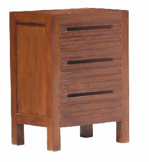 Bedside Night Stand Slatted From Solid Mahogany Indoor Furniture