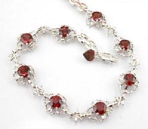 Sell Sterling Silver Natural Garnet Bracelet, Amethyst Pendant, Jadeite Earring, Olivine Bracelet, R