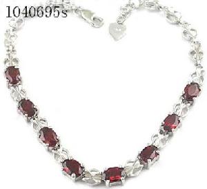 Sell Sterling Silver Natural Garnet Bracelet, Moonstone Pendant, Tourmaline Earring, Olivine Ring