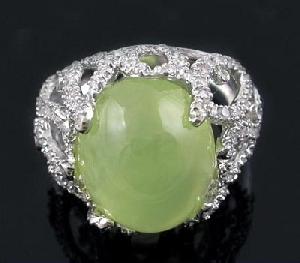 Sell Sterling Silver Natural Prehnite Ring, Amethyst / Moonstone Pendant, Tourmaline Earring, Olivin