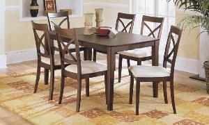 Adf-09 Mahogany Simply Minimalist Cross Dining Set Teak Wooden Indoor Furniture