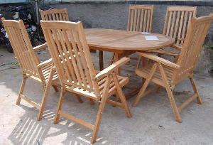 At Set-16 Germany Teak Reclining Set Oval Extension Table, Dorset Chair Teka Garden Outdoor Furnitur