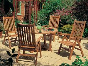 At Set-44 Teka Reclining Set Of 4 Teak Outdoor Garden Furniture Kiln Dry