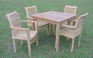 Jepara Audia Stacking Set With Square Table Teak Teka Teck Garden Outdoor Furniture