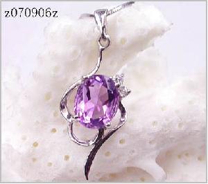 Sell Sterling Silver Natural Amethyst Pendant, Silver Jewelry, Prehnite Ring, Citrine Ring, Ruby Ear
