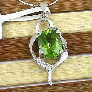 Sell Sterling Silver Natural Olivine Pendant, Rhodium Plating Sterling Silver Jewelry