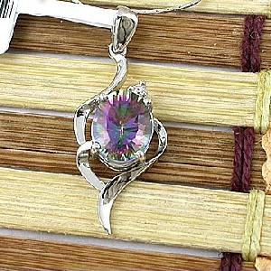 Sell Sterling Silver Natural Rainbow Pendant, Silver Jewelry, 18k Gold Jewelry, Olivine Ring, Earrin