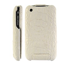 Textured Crocodile Effect Leather Flip Case Cover For Iphone 3gs Iphone 3g White