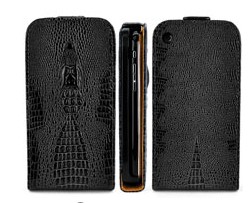 Textured Crocodile Magnetic Flip Leather Case Cover For Apple Iphone 3gs Iphone 3g Black