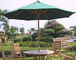 Atm-0020 Round Green Umbrella Teak Teka Outdoor Indoor Garden Furniture Wooden Indonesia