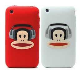 Paul Frank Earphone Silicone Case For Apple Iphone 3gs Iphone 3g White Red
