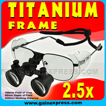 2.5x Dental Surgical Binocular Loupes Titanium Frame