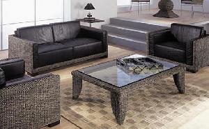 Elegance Woven Sofa Living Set Water Hyacinth Rattan Indoor Furniture Java Indonesia