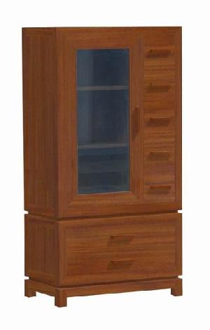 Vitrine Cabinet Glass Door Minimalsit Modern Style Wooden Indoor Furniture Java Indonesia