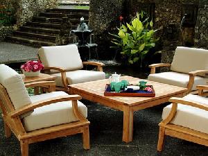 Teak Patio Deep Depth Sofa Set With Water Resistance Cushion Teka Wooden Garden Outdoor Furniture