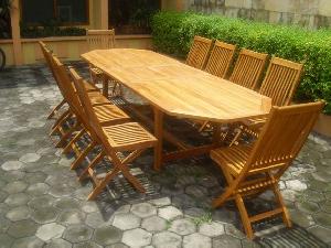 Teka Octagonal Extension Table Long 240-300x100x75 Cm Teak Wooden Outdoor Garden Furniture