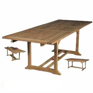 Teak Solid Rectangular Extension Table Java Bali Indonesia Teka Outdoor Garden Furniture Knock Down