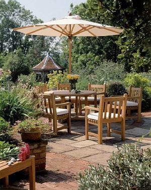 Solid Teka Boston Garden Set Chairs, Table And Umbrella Teak Outdoor Furniture Java Bali Indonesia